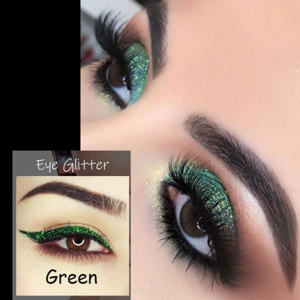 Lösögonfransar Eyeliner, 4 par återanvändbara eyeliner och ögonfranssklistermärken 2 i 1 Eye Glitter Glänsande Makeup Eyeliner Sticker Green 02 Green