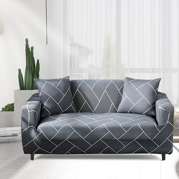 Venyttely sohvanpäällinen, 2 istuttava sohvanpäällinen käsinojilla, liukumaton sohvan suojapäällinen 1 tyynynpäällisellä Lines