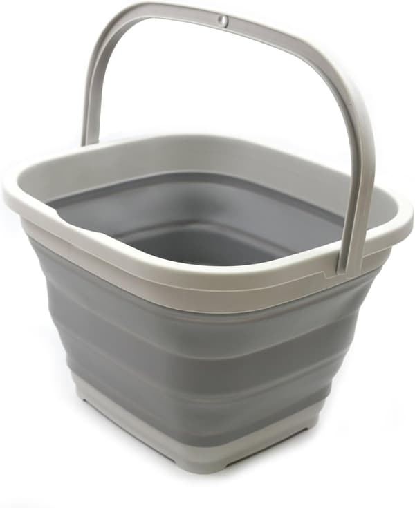 11L (2,9 gallon) hopfällbar rektangulär hink (1, grå)