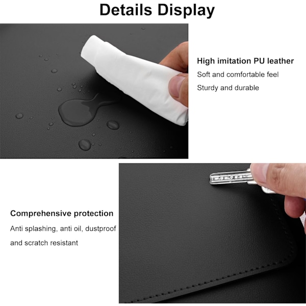 PU-läderfodral för bärbar dator för MacBook Air 15 tum A2941 M2-chip, inre mjuk fluffig tjock vadderad bärbar resväska (svart)