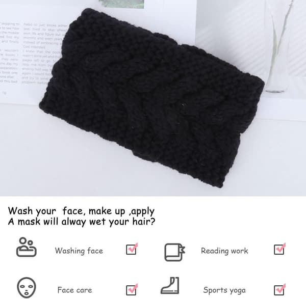 Vinter Stickad Pannband (Svart-1) Black