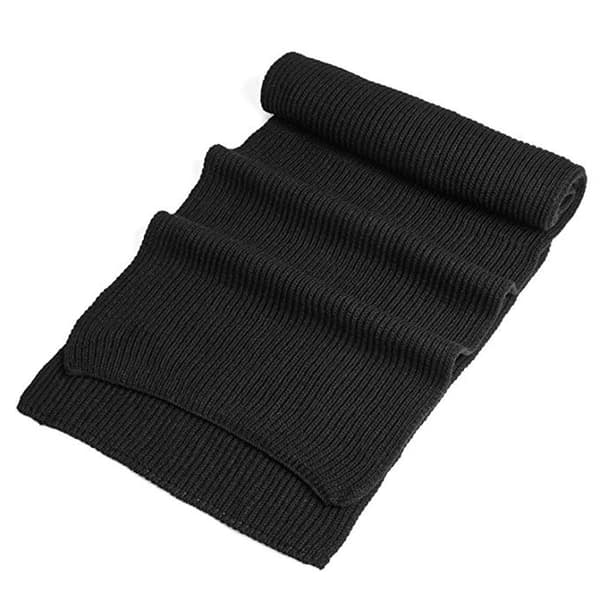Varmt efterår og vinterhalstørklæde, unisex ren farve vinterhals varm strik garn halstørklæde Black