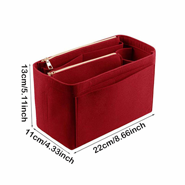 Handväska Organizer Insert, Väska Insert med Handtag Filt Väska Organizer Insert Handväska Liner Tote Insert Resväska, Liten Red