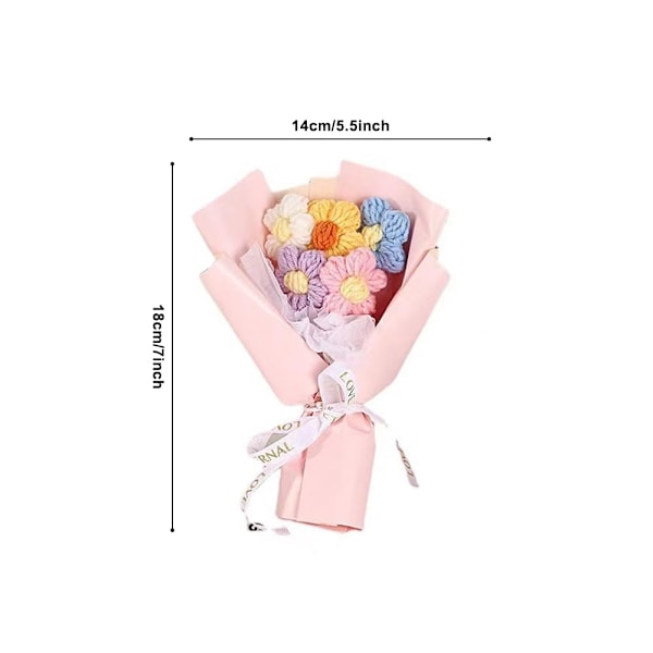 2 st blombuketter, färgglad virkad bukett kit för alla hjärtans dag heminredning fest jul fest årsdag Pink