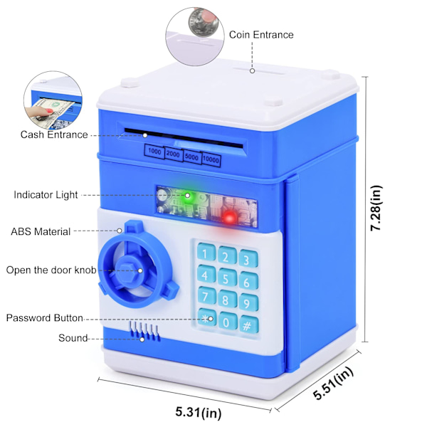 ATM Elektronisk Mynt Sparbössa Sparbössor för Barn Blue