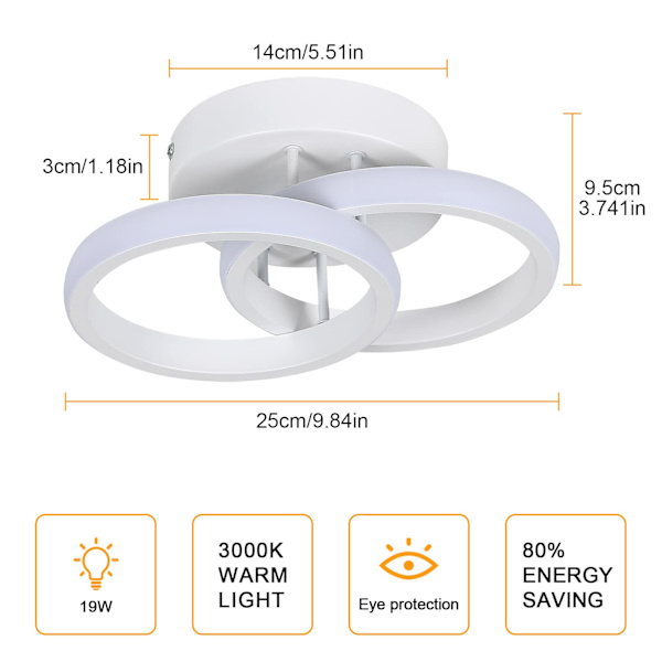 Moderne LED-taklampe 20W LED-taklampe Enkel dobbel sirkel kryss