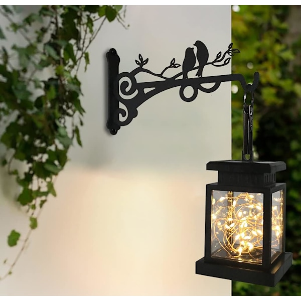 Sturdy Hängande Korgfästen för Växter, Metallhängare Utomhus Inomhus Dekor, Väggmonterade Krokar för Trädgårdsblommor/Lykta/Ljus, 2-pack Svart