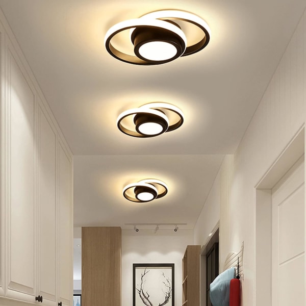 Moderne kreativt loftslysarmatur Rundt design Lille sort loftslampeskærm til entre LED-loftslys Balkon, 32W (varmt lys) Warm
