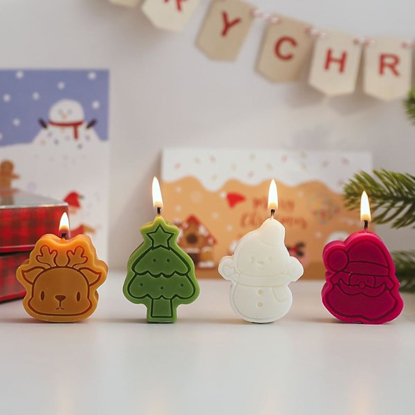 4-pack Jultomte-set Snögubbeformade Doftande Pepparkaksmän Julparty Dekorativa Ornament, Julsnöflingor