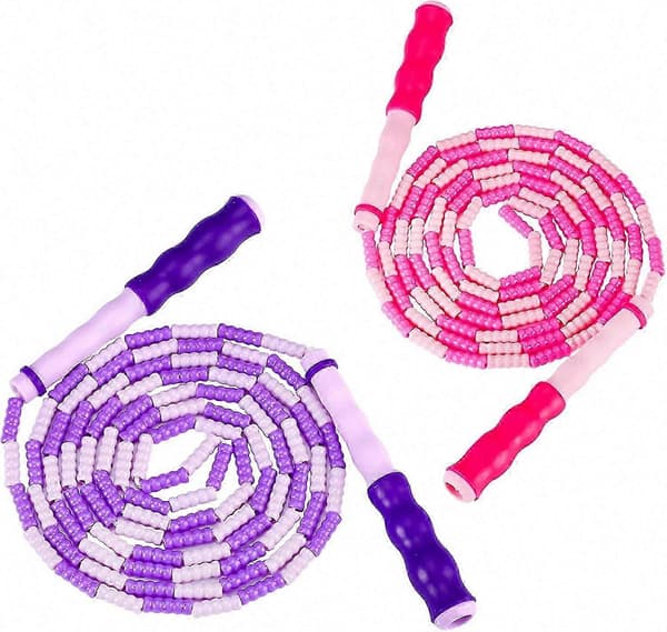 2-pack Trasselfri Hopprep med Mjuka Pärlor - Justerbart Gymrep för Barn, Kvinnor & Män - Träningsutrustning