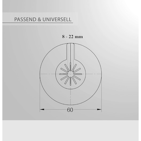 Sats med 8 rosetter för radiator, rörskydd, plastventilrosett för diametrar från 8 till 22 mm, ultrasnabb montering