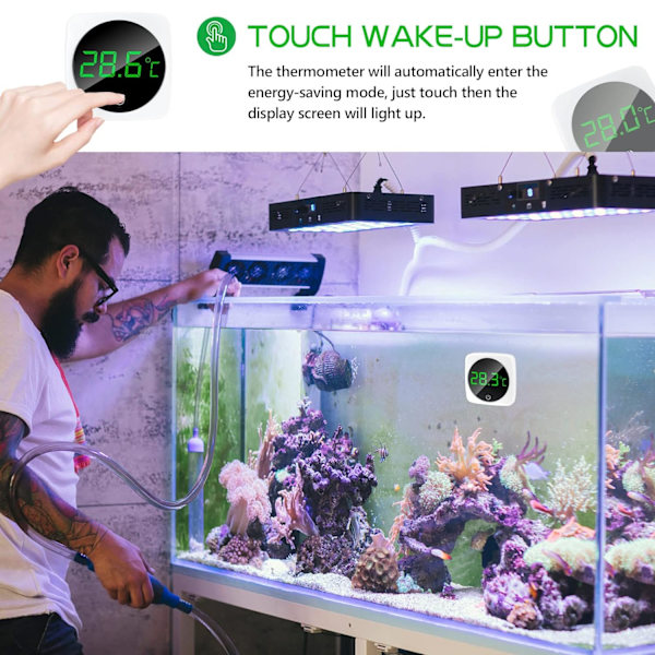 Akvarie Termometer, Touch Screen, Nøjagtig Temperatursensor til Akvarium, Vandtermometer