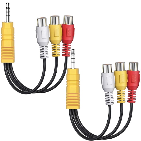 Pakke 3,5 mm AV-kabel til RCA, 6\" komponent til 3,5 mm lyd/video-splitter