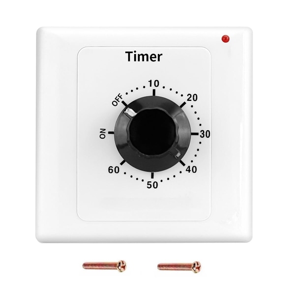 60 Minutters Timer, AC 220V, 15A, Intelligent Mekanisk Nedtællingstimer, Tidsafbryder, Panel Timer Kontrolknap 86