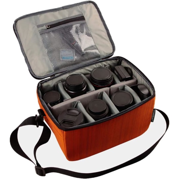 Vanntett støtsikker partisjon Polstret kameravesker SLR DSLR beskyttelsesveske med topphåndtak og justerbar skulderstropp for DSLR Shot Lens (oransje) orange