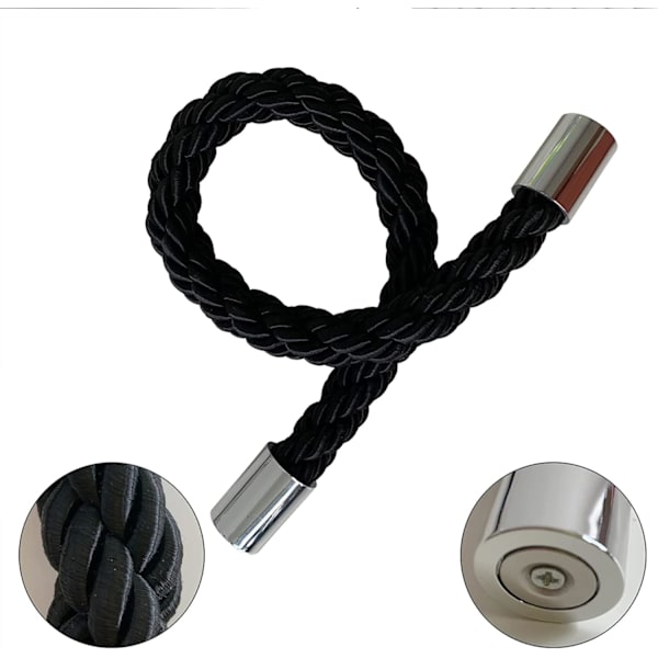 Magnetiske gardinholdere, 2 stk. Moderne enkelhedsgardin reb holdere med stærk magnet, til tynde eller tykke gardiner til hjemmet og kontoret (sort) Black