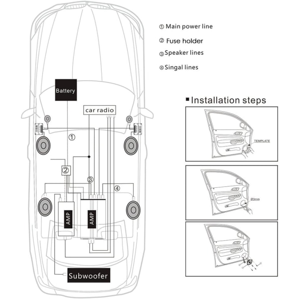 Pack Koaxiala Bilhögtalare 60W 2 Vägs Hifi Fullfrekvensområde Känslighetseffekt Högtalare (5 tum)