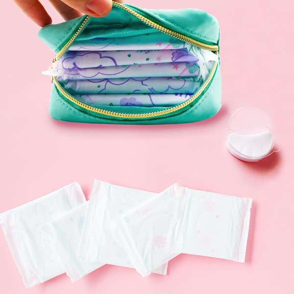 Hygiejnebind Opbevaringspose, Menstruationspose, Bærbar Menstruationspose, Feminint Menstruationsbind Tampon Organizer (LakeBlue)