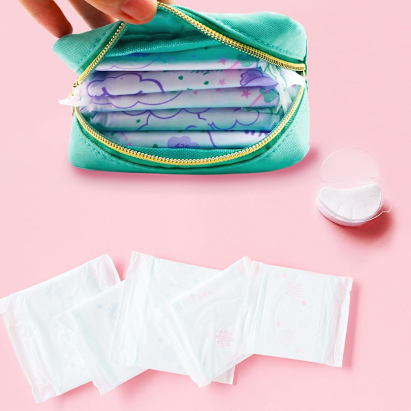 Sanitetsbindesförvaringsväska, Menstruationsväska, Bärbar Menstruationsficka, Organiser för Menstruationsbindor och Tamponger (Sjöblå)