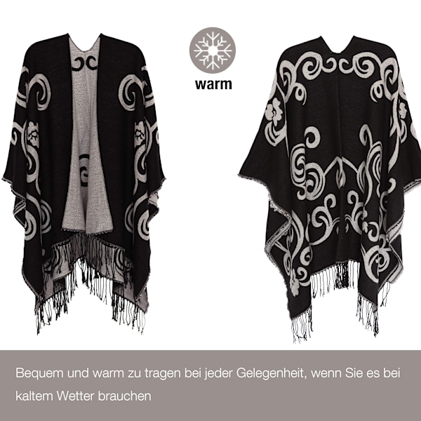 Dam Poncho Sjal Vinter Cardigan Oversized Cape Elegant Poncho för Kvinnor Kappa Kvinnors Varma Present till Mamma
