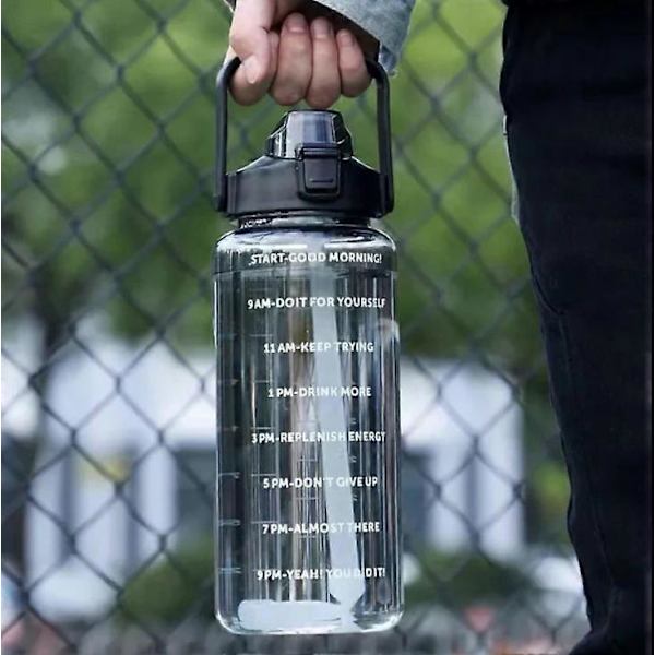 2 liters motivationsflaska med schema & tidsmarkering - Svart