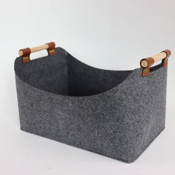 3 st mörkgrå förvaringskorg i filt Dark Gray