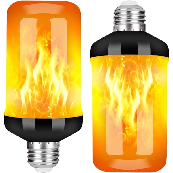 LED Flamme Lyspærer, 4 Tilstande Flamme Udendørs Lyspærer med Omvendt Effekt, E26 2W Dekorative Lys til Halloween, Jul, Fest, 2 Pak