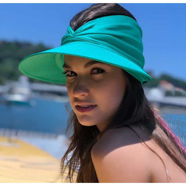 Visirhatt, solhatt dam solskydd strandhatt bred brätte solhatt med UV-skydd för sport golf tennis utomhus strand 56-65CM green