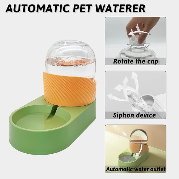 2st automatisk kattmatare, automatisk vattenmatare för husdjur, kattmatare set 3,5 l för liten medelstor hundvalpkattunge (vit)