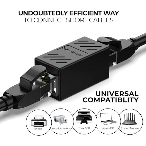 RJ45-kobling, skjermet Ethernet-kobling, 8P8C LAN-kobling, ideell Ethernet-forlengelsesadapter (CAT5/CAT5e/CAT6)