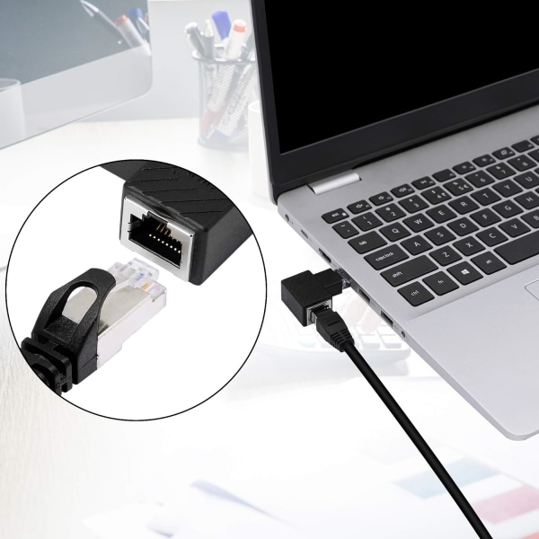 Ethernet-adapter, 90 graders Ethernet, hane-hona RJ45-förlängning Cat6 LAN-nätverkskontakt (2 per förpackning) (R)