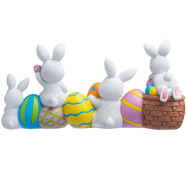 Påskhare Ägg med Ordet Påsk Dekoration i Harts Dekoration 4 Kaniner & Ägg Bordsprydnad Påsk Figur