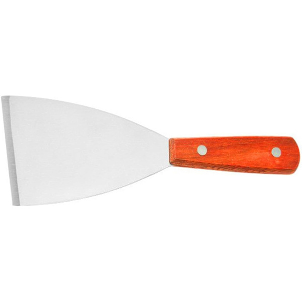 Ruostumattomasta teräksestä valmistettu lasta, metalliset lastan kääntäjät kaavin valurautapannulle, BBQ-grillin paistinpannun lasta puukahvalla, pieni kulma-lapio