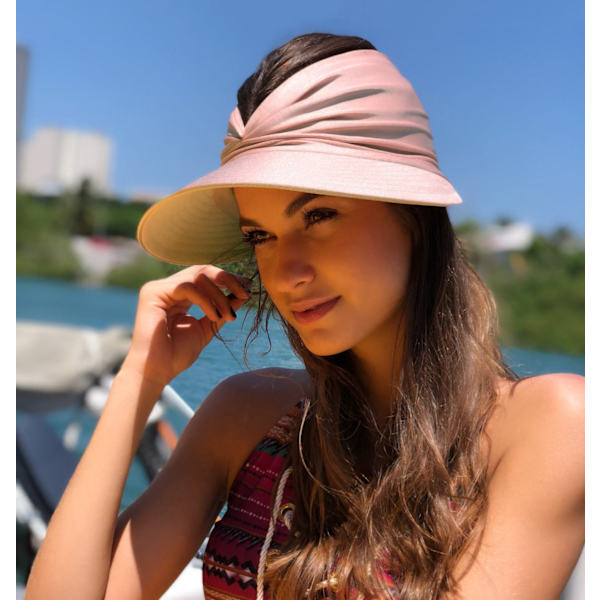 Visor Hat, Solhatt Dame Solbeskyttelse Strandhatt Bred Bremskjerm Solhatt med UV-beskyttelse for Sport Golf Tennis Utendørs Strand 56-65CM pink