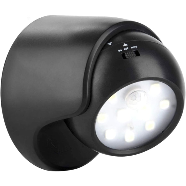 Udendørs væglampe med bevægelsessensor | 1000 Lumen| Batteridrevet ledningsfri belysning | 360 graders drejning og vipning