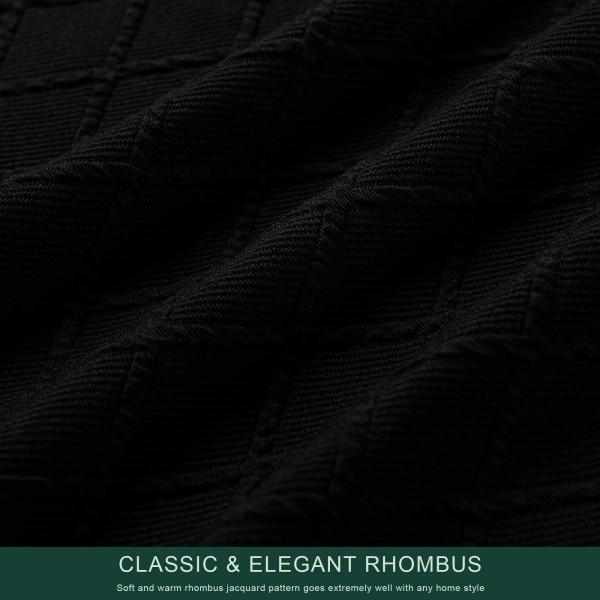 Piece Rhombus Soffa Överdrag Stretch Tyg Soffa Överdrag Möbler Skydd för Soffa 3-Sits Soffa Skyddande Överdrag för Vardagsrum Polyester Hållbar black
