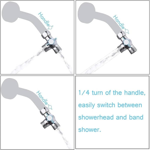 Solid Messing 3-veis Ventil, 3-veis Diverter Ventil, 3-veis Dusj Diverter Ventil, G1/2 T-Adapter Ventil