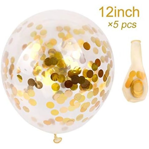 Lys Blå HAPPY BIRTHDAY Banner med 5 stk Gull Konfetti Ballonger