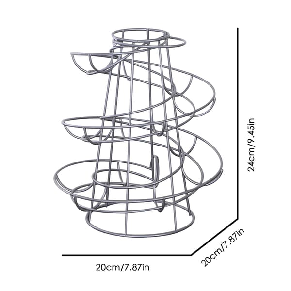 Spiralformet eggdispenser i metall - Stativ for egg - Oppbevaringsstativ for egg i ståltråd - Stativ for kyllingegg Silver