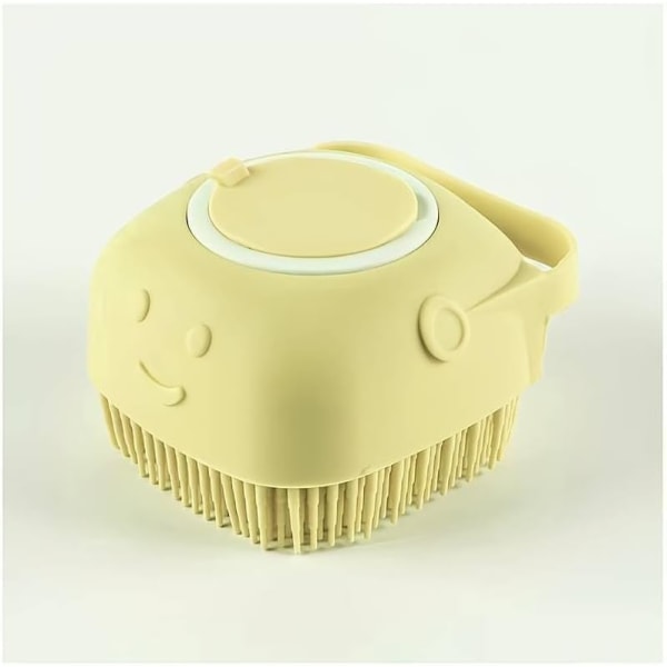 Husdjursschampoborste, silikonmassagegummibadkam med schampoförvaring för hund- och kattvårdsverktyg (gul) Yellow