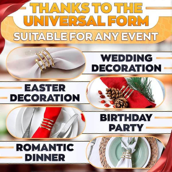 Sæt med 8 - Servietringe Forårsservietringe med elegant spiral