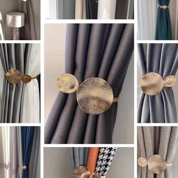 2 stk. Gardinbindere Gardinholdere Blad Udskæring Design Aluminium Legering Gardinbindere Gardinbindere til Hotel Hjem Dekorative, Guld