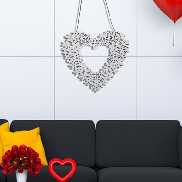 Valentinsdag krans hængende Valentinsdag hjerteformet krans Valentinsdag kranse hjertedekoration White