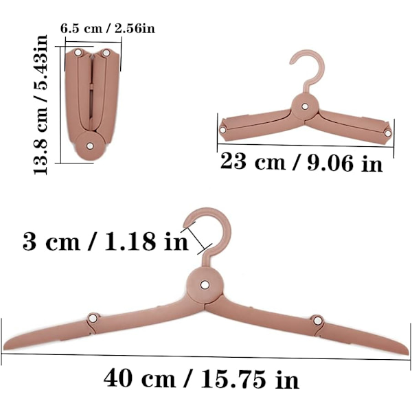 6 stk. sammenleggbare kleshengere i plast Pink