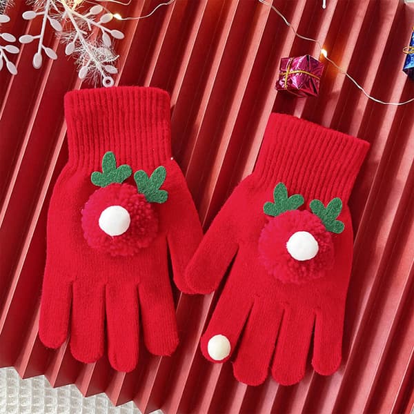 Vinterhandsker, Peberkage Julehandsker til Alle Aldre, Bløde Strikkede Handsker, Søde Festival-tema Handsker til Julebrug