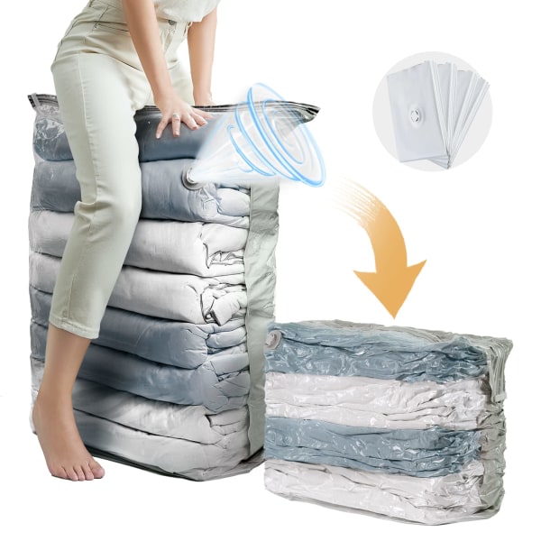 Kuber vakuumpåsar för kläder, Jumbo 2-pack (80x100x38cm), extra stora vakuumpåsar för kläder för täcken, filtar, sängkläder, täcken