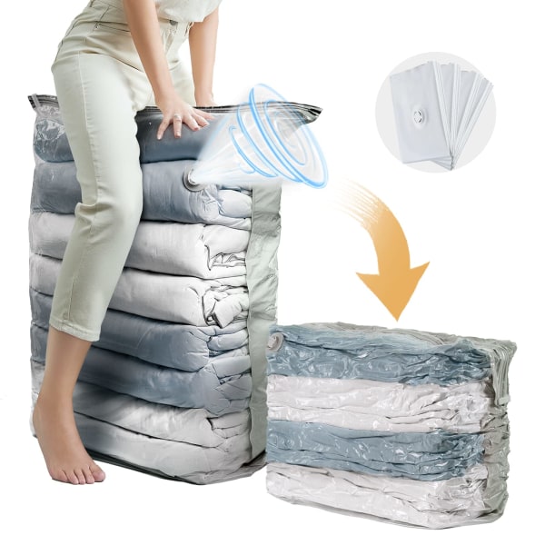 Kubvakuumpåsar för kläder, Jumbo 2-pack (80x100x38cm), extra stora vakuumpåsar för täcken, filtar, sänglinne, täcken