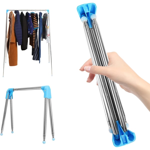 Portable Folding Clothes Rack, Retractable Clothes Drying Rack, Foldable Floor Stand, Hanger, Coat Rack