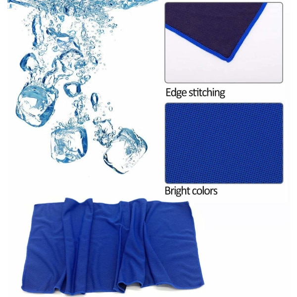 Jäähdytyspyyhe, 100x30 cm jääpyyhe kaulalle, pehmeä hengittävä kylmäpyyhe, nopeasti kuivuva fitness välittömään helpotukseen, Stay Cool blue blue