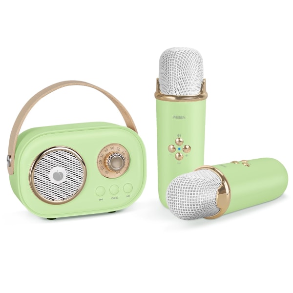 Mini karaokemaskin med 2 trådløse mikrofoner for barn, bærbare Bluetooth-høyttalerleker for jenter, gutter, liten karaokemaskin